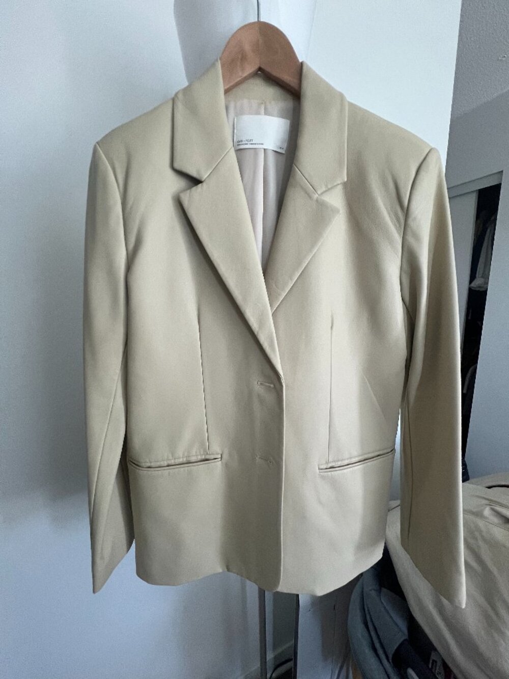 Oak + Fort ivory vegan leather blazer